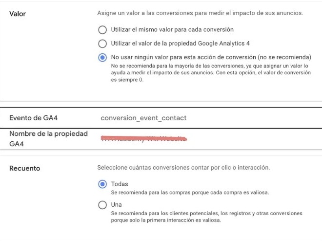 Google Ads events in ga4