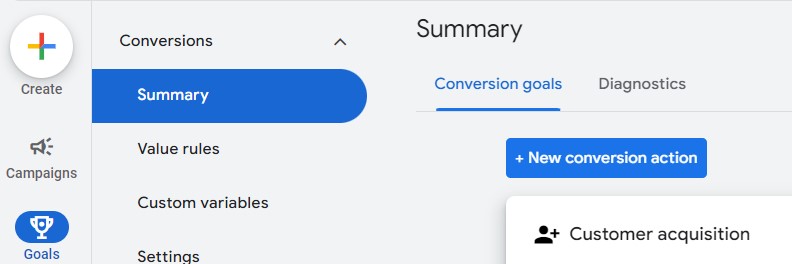 Настройка на конверсии в Google Ads