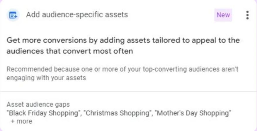 Recommendation assets