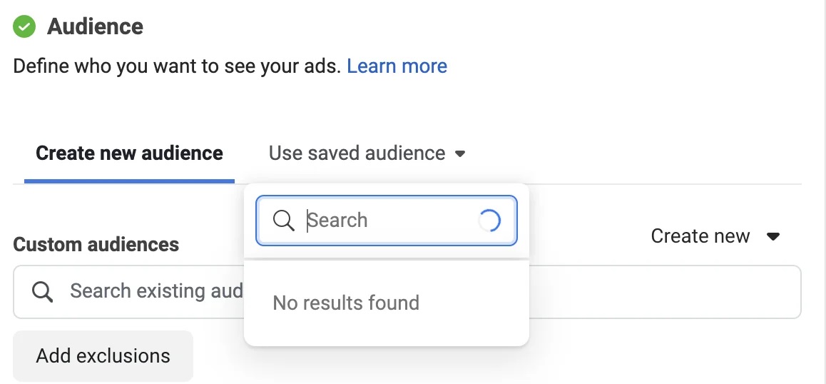 saved audience in meta
