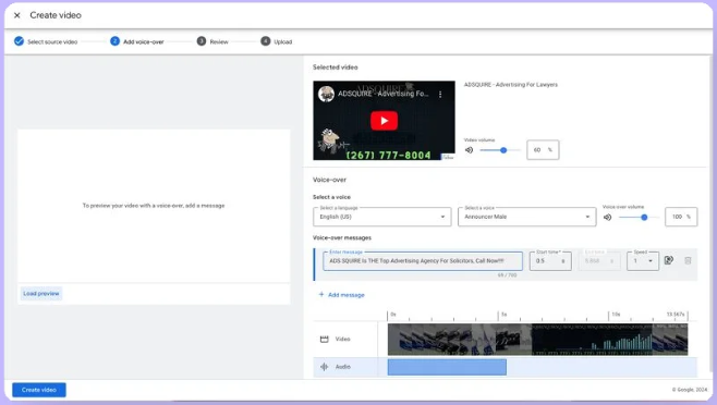 Ai generating voices in google ads campaign